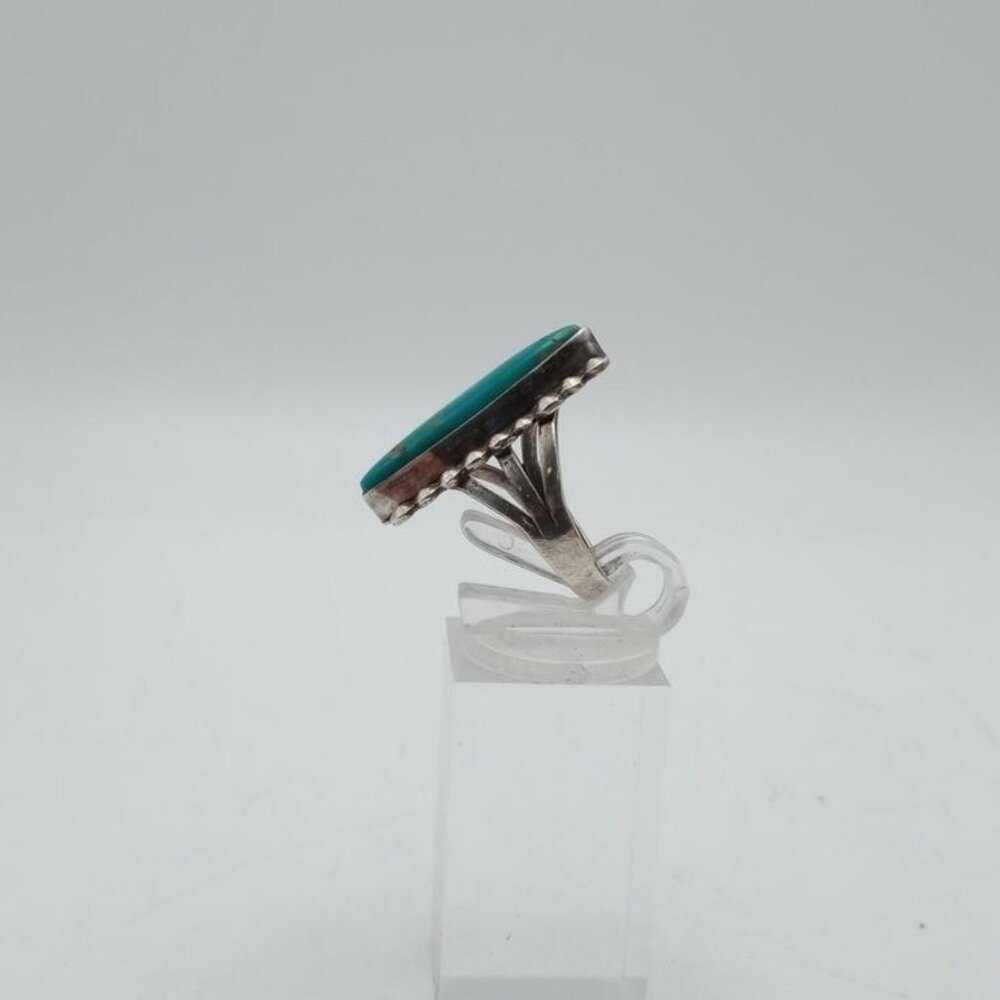 Handmade Sterling Silver and Oval Turquoise Native American Ring Size 5.5 - Picture 6 of 10